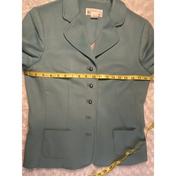 Vtg Elliott Lauren Wool Blend Tailored Blazer Sz 8 Ornate Buttons Seafoam Green - Picture 7 of 7